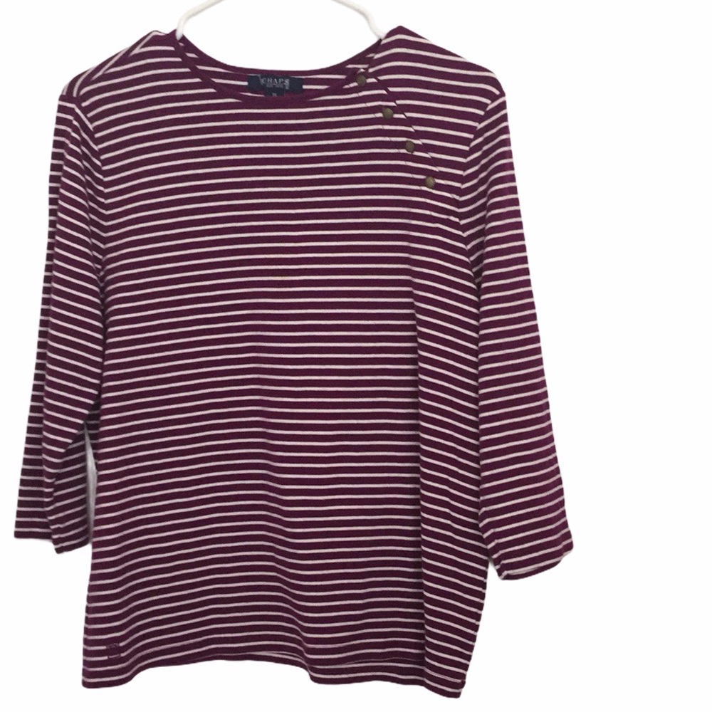 Ralph Lauren Chaps cotton striped long arm top